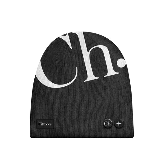 Hand-knitted Beanie in Black