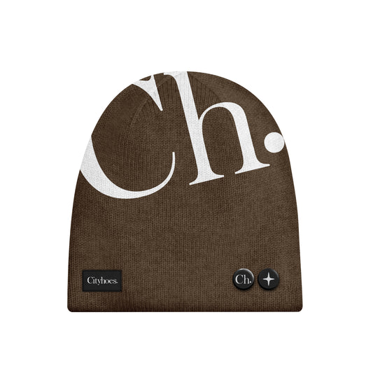 Hand-knitted Beanie in Brown