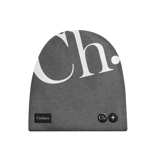 Hand-knitted Beanie in Medium Gray